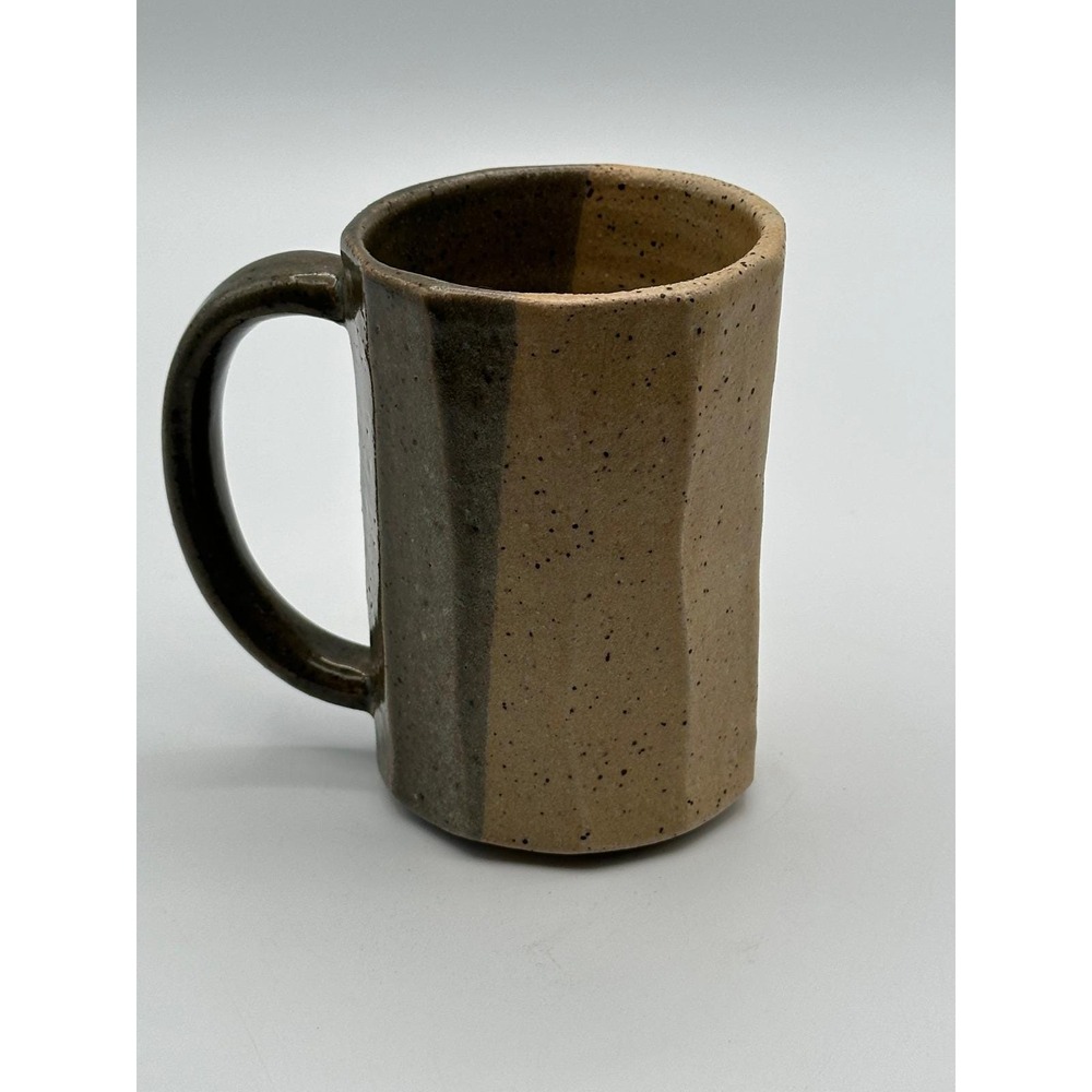 Handmade Studio Pottery Mug – Two-Tone Glazed Stoneware Cup, Artisan Signed